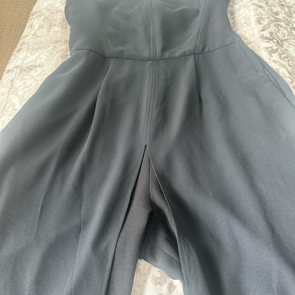 HALSTON HERITAGE Black Chiffon Overlay Strapless Jumpsuit - Picture 10 of 10